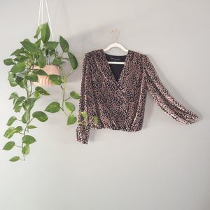 White House Black Market Velvet Long Sleeve Blouse